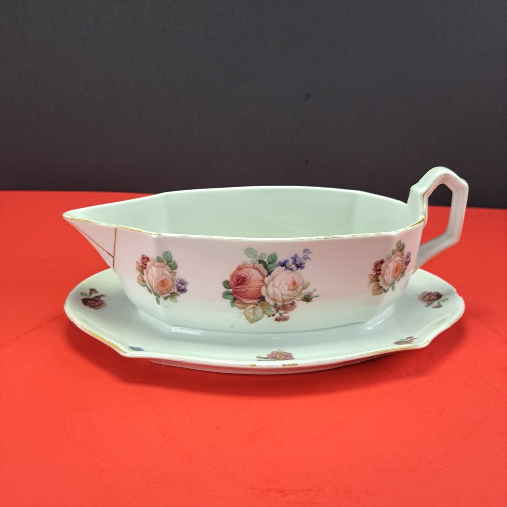 Seltmann Weiden Gravy Boat Unisex OS White Good Floral Rose Gold Trim Germany